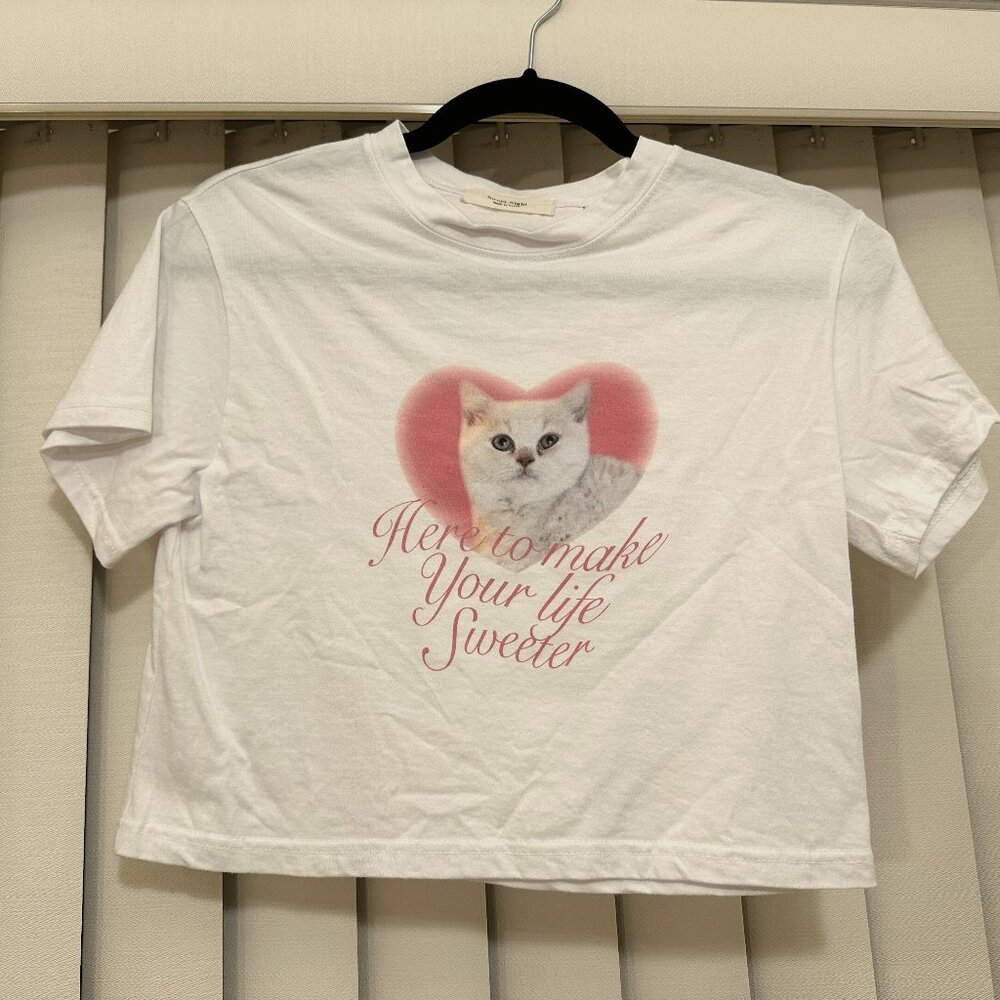 From South Korea, Size S, White Crop Shirt